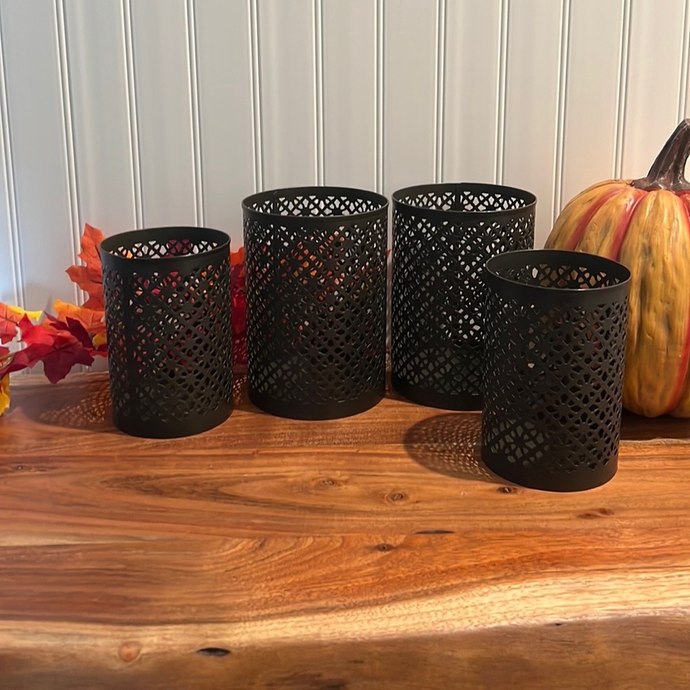 World Market Metal Candle Lattice Lanterns 4 Piece Set